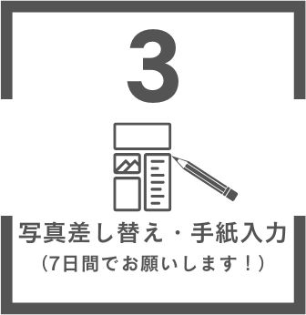 お写真差し替え作業、お手紙テキスト入力：7日間